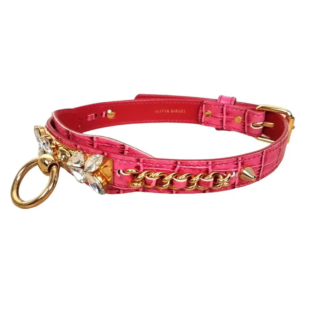 Olivia Riegel | Pink Dog Collar Swarovski Crystals Small to Medium